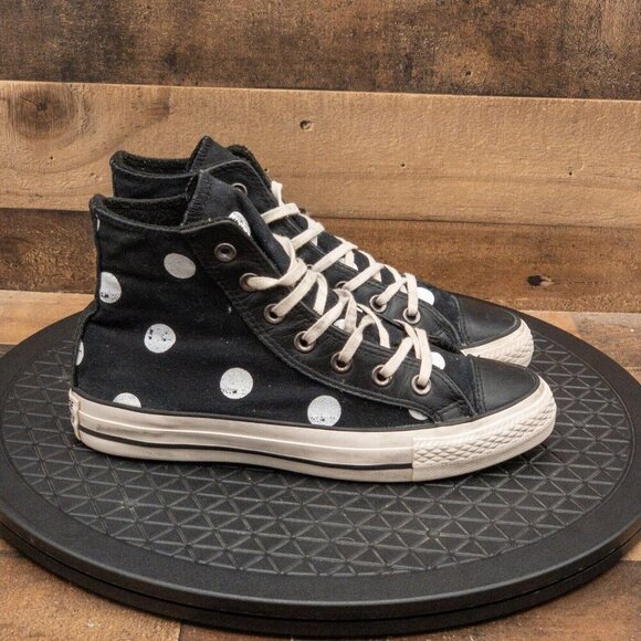 CONVERSE ALL STAR POLKA DOT WOMENS ATHLETIC SHOES BLACK WHITE HIGH SIZE 7 - Picture 9 of 9